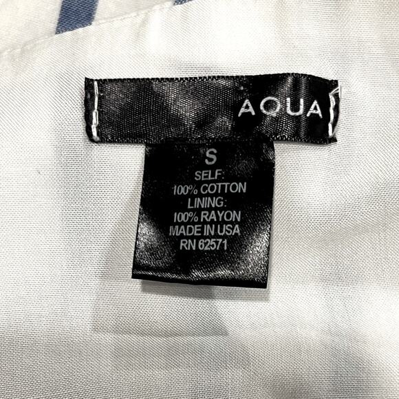 Aqua  Mini Dress Blue/White Cotton Striped 3/4 Bell Sleeve Size S - Picture 7 of 8